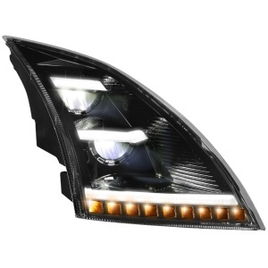 F00636-R | Right black - Hiey Headlight LED/Sequential turn signals/DRL,Volvo VNL, 2018+