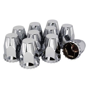 TR10326 | 10 pcs of 33mm Chrome Screw-on Lug Nut Covers for Semi Trucks