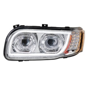 PET-014A-L | Peterbilt 388 389 367 567 Projector Headlight Chrome Driver Side