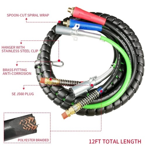 TR-029-1 | 3-in-One Rubber Air Hose Electrical Cable Wrap 12' Air